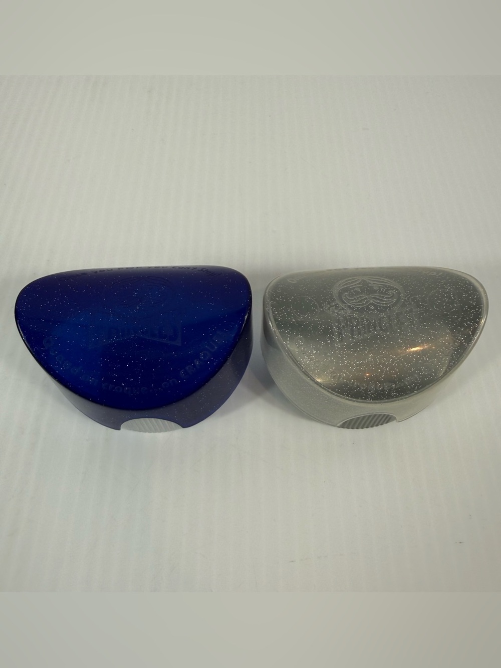 Vtg 90s Pringles Potato Chip Holder Travel Container Blue Silver Sparkle Qty 2